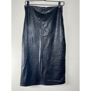 Commando Faux Leather Midi Skirt Black‎ Fitted Stretch Career Party